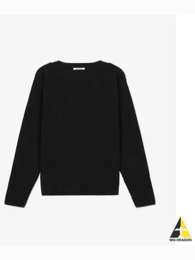 Super hard twist rib boat neck knit black A24SAP03TRBLACK - AURALEE - BALAAN 1