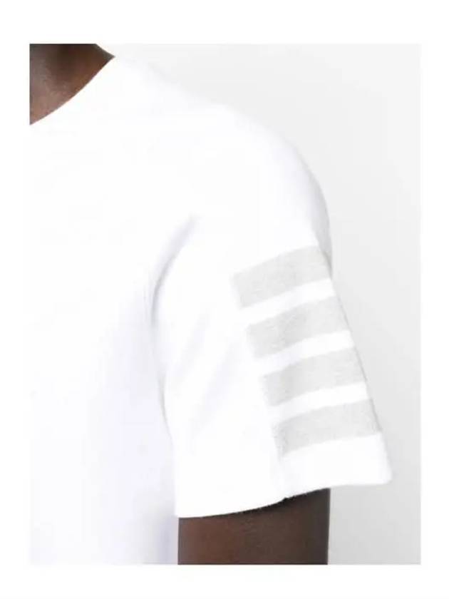 4-Bar Striped Cotton Short Sleeve T-Shirt White - THOM BROWNE - BALAAN 5