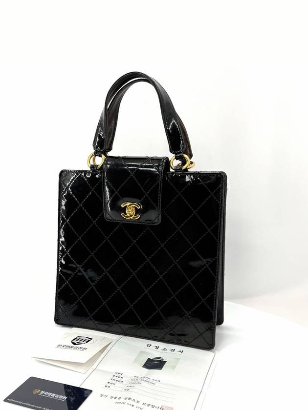 Patent gold women s tote bag black - CHANEL - BALAAN 3