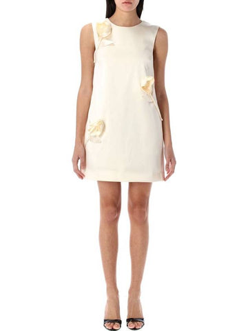 Self-Portrait 3D Flower Satin Mini Dress - SELF PORTRAIT - BALAAN 1