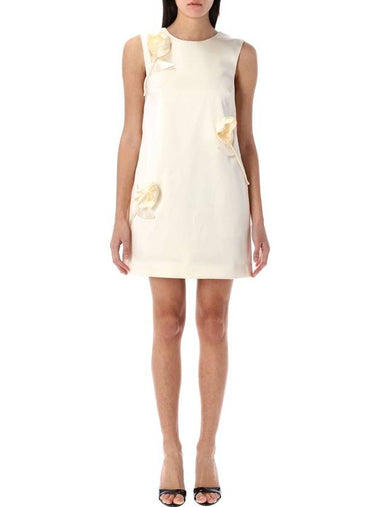 Self-Portrait 3D Flower Satin Mini Dress - SELF PORTRAIT - BALAAN 1