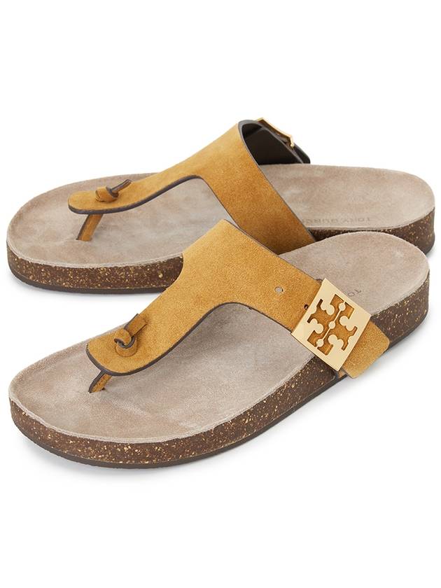 Mellow Thong Leather Flip Flops Brown - TORY BURCH - BALAAN 2