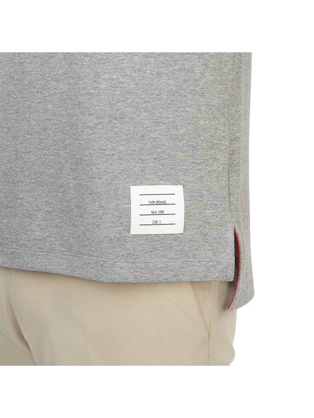 4-Bar Striped Cotton Short Sleeve T-Shirt Light Grey - THOM BROWNE - BALAAN 8