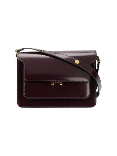 Trunk Glossy Leather Medium Shoulder Bag Burgundy - MARNI - BALAAN 1