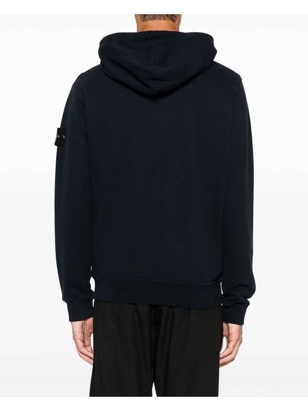 Logo Cotton Zip-Up Hoodie Navy - STONE ISLAND - BALAAN 4