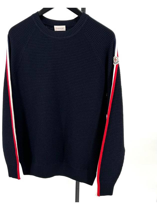 Three stripe side long sleeved knit sweater navy size M - MONCLER - BALAAN 1