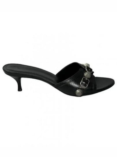 Women's Cagole Studded Leather Band Sandal Heels Black - BALENCIAGA - BALAAN 2