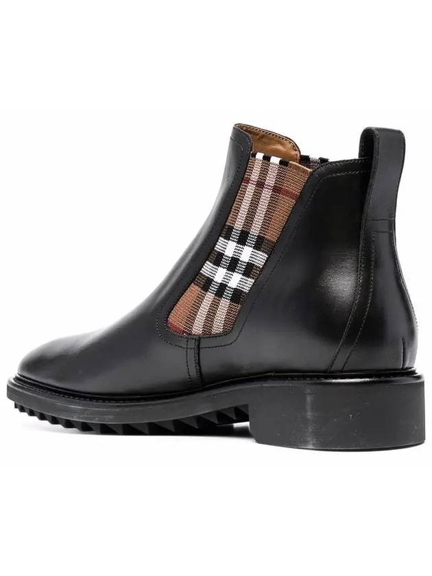 Men's Vintage Check Panel Chelsea Boots Black - BURBERRY - BALAAN 4