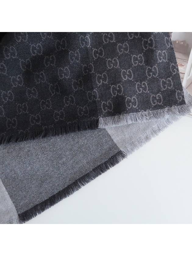 GG jacquard wool scarf black - GUCCI - BALAAN.