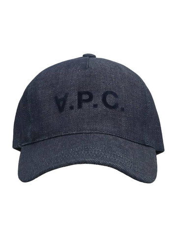 VPC Velvet Logo Denim Ball Cap Blue - A.P.C. - BALAAN 1