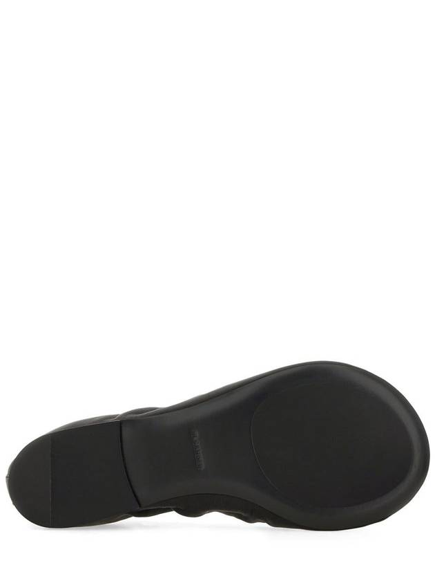 Gathered Detail Leather Ballerina Black - JIL SANDER - BALAAN 7