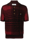 Logo Check Cotton Polo Shirt Black Red - VIVIENNE WESTWOOD - BALAAN 1