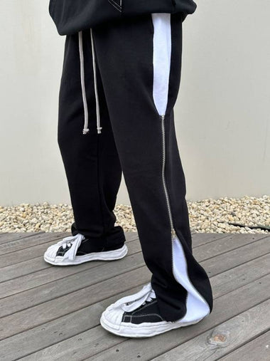 Wide Sweat Side Zipper Pants Black White - CLACO - BALAAN 1