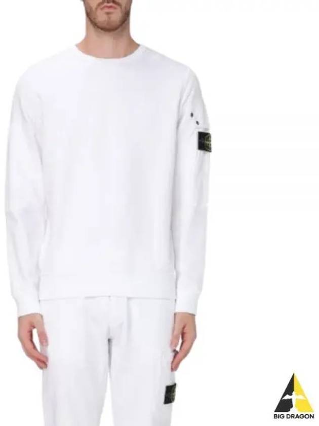 Brushed Organic Cotton Fleece Sweatshirt White - STONE ISLAND - BALAAN 2