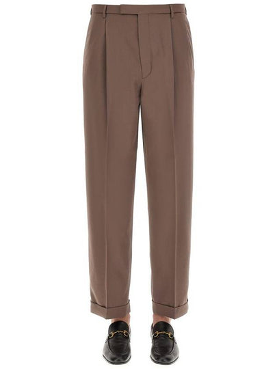 label wool straight pants brown - GUCCI - BALAAN 2