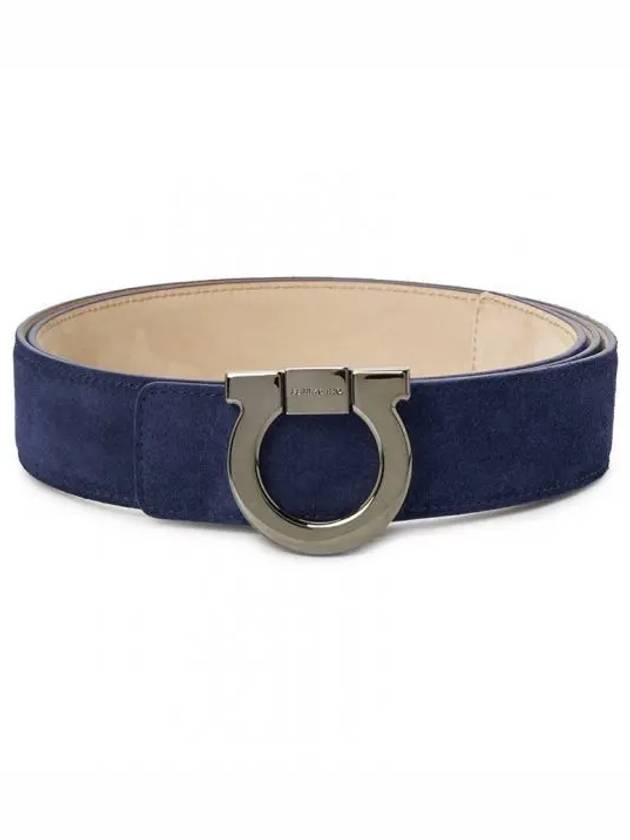 Gancini Reversible Leather Belt Navy - SALVATORE FERRAGAMO - BALAAN 2