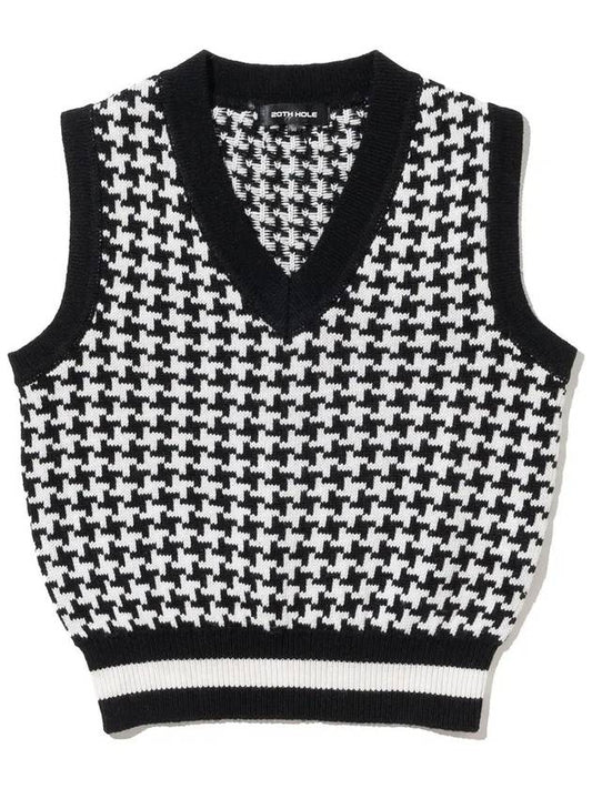 Houndstooth jacquard knit vest BLACK - 20THHOLE - BALAAN 1