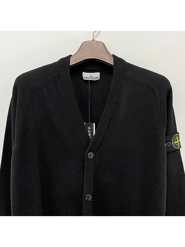 Wappen Patch V-Neck Cardigan Black - STONE ISLAND - BALAAN 4