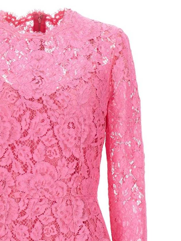 Floral Lace Midi Dress Pink - DOLCE&GABBANA - BALAAN 4