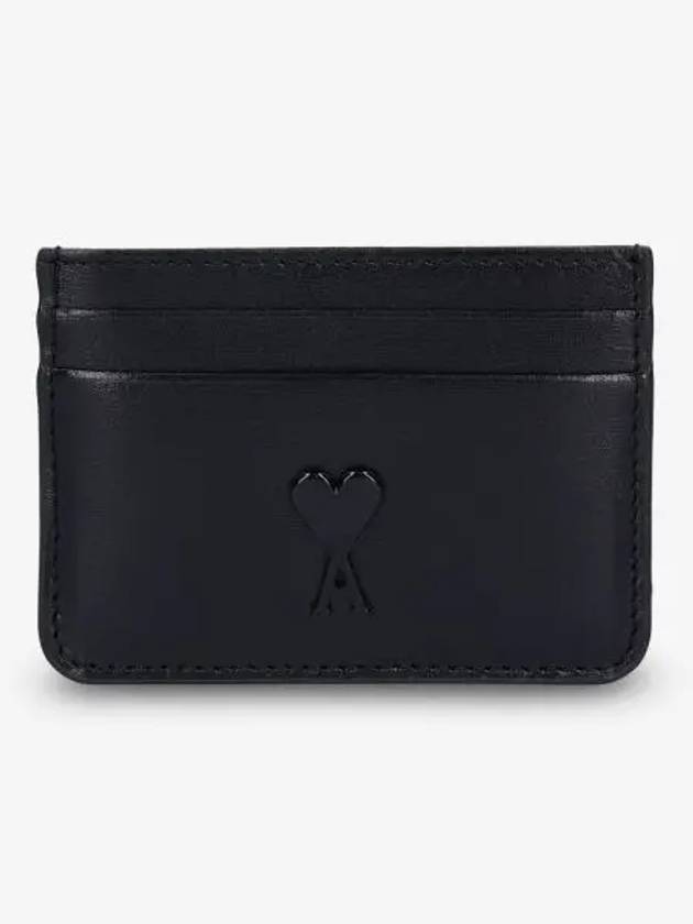 Heart Logo Leather Card Wallet Black - AMI - BALAAN 2