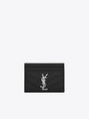 Cassandre Matelasse Card Case In Grain De Poudre Embossed Leather Black - SAINT LAURENT - BALAAN 3