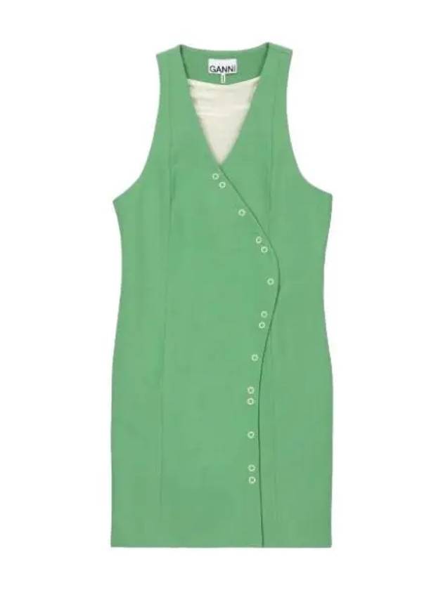 Suiting Sleeveless Short Dress Women's Green - GANNI - BALAAN 2