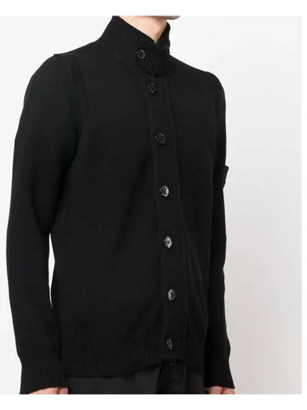 Lambswool Knit Cardigan Black - STONE ISLAND - BALAAN 4