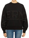 Embroidered Logo Crew Neck Cotton Sweatshirt Black - HERNO - BALAAN 2