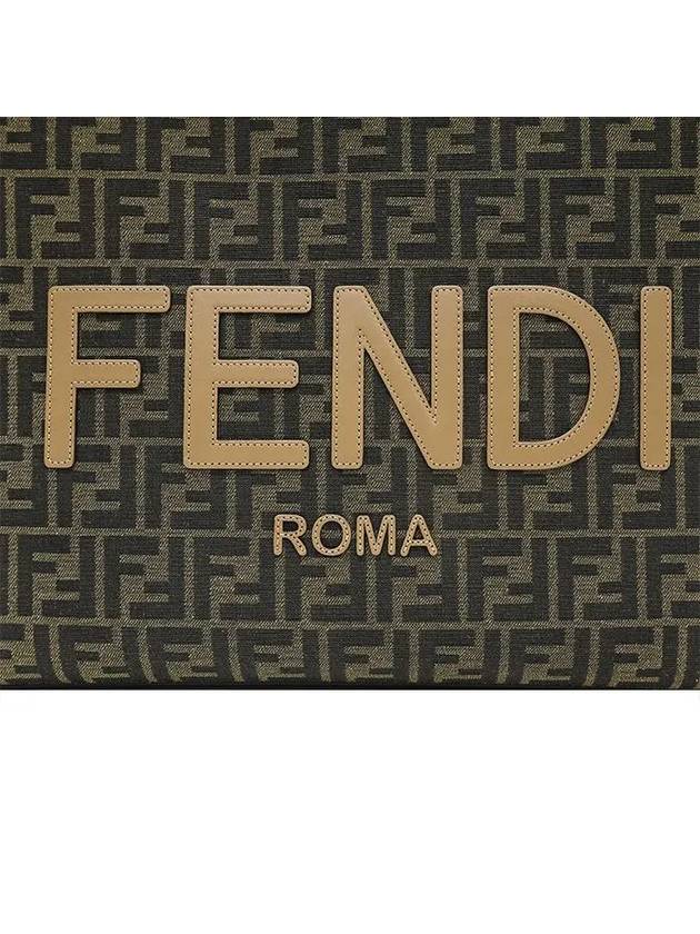 Sunshine Medium FF Jacquard Tote Bag Brown - FENDI - BALAAN 3