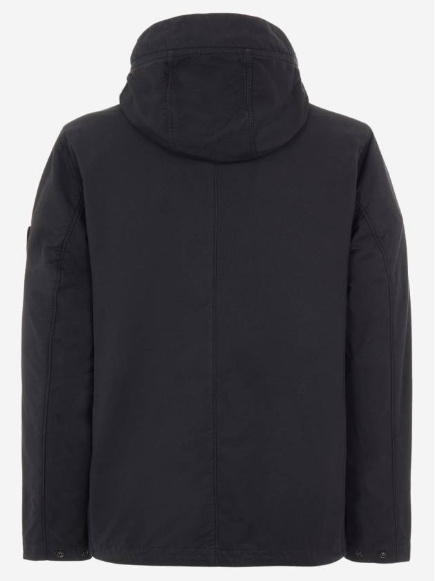 Batavia Garment Dyed Nylon Cotton Hooded Jacket Black - STONE ISLAND - BALAAN 3