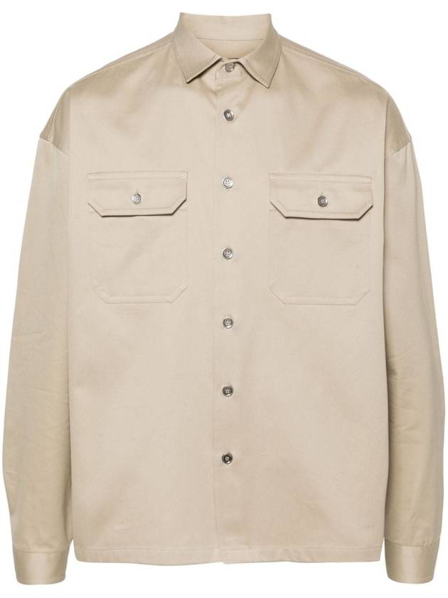 Heavy Cotton Shirt Long Sleeve Beige - PRADA - BALAAN 2