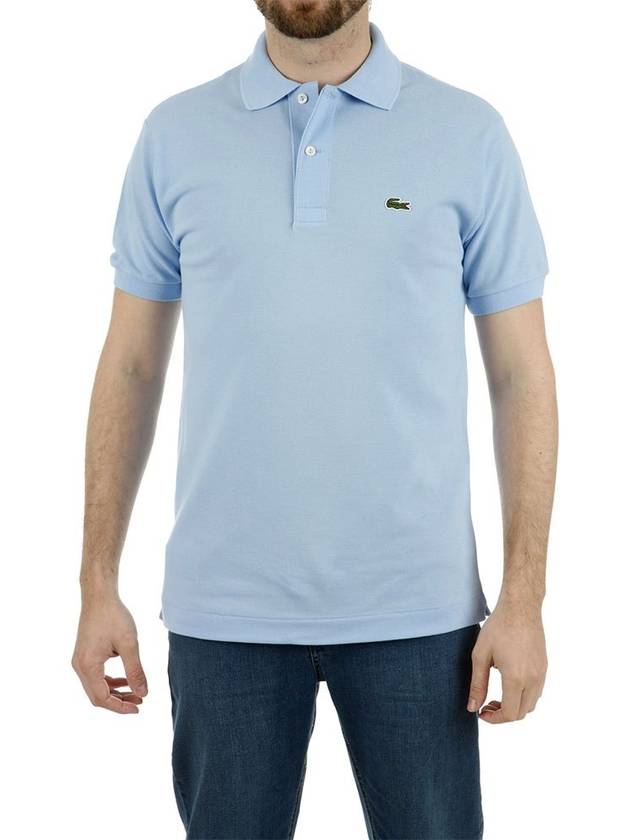 Men's Logo Classic Fit Cotton Short Sleeve Polo Shirt Sky Blue - LACOSTE - BALAAN 3