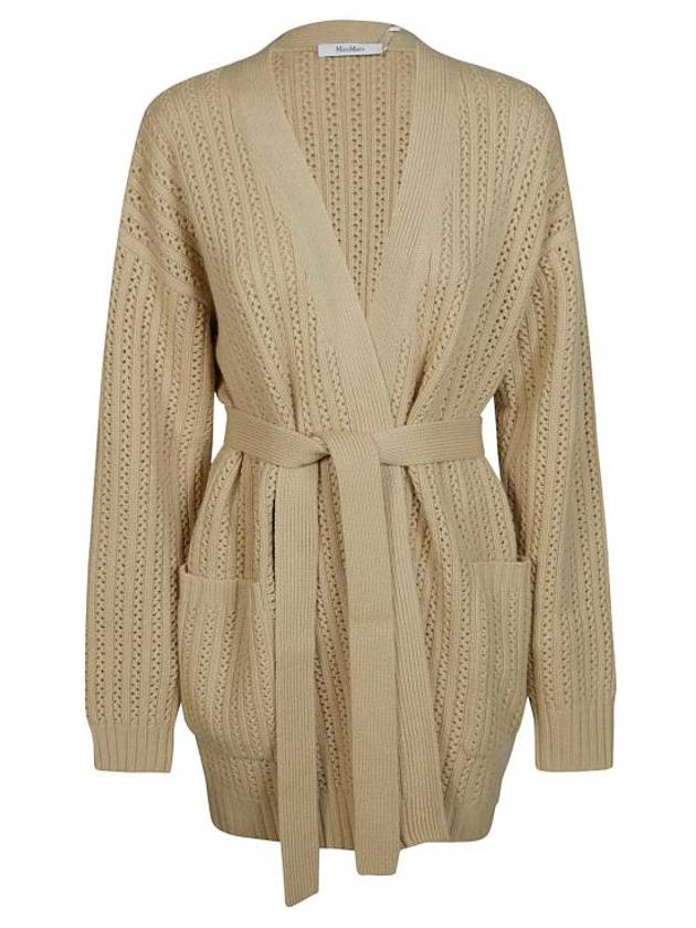 Belted long sleeve cardigan beige - MAX MARA - BALAAN 1