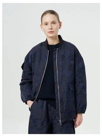 Botanical jacquard bomber jacket petite navy domestic product GM0024090680007 - GANNI - BALAAN 1