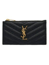 Monogram Fragment Zipper Card Wallet Black - SAINT LAURENT - BALAAN 3