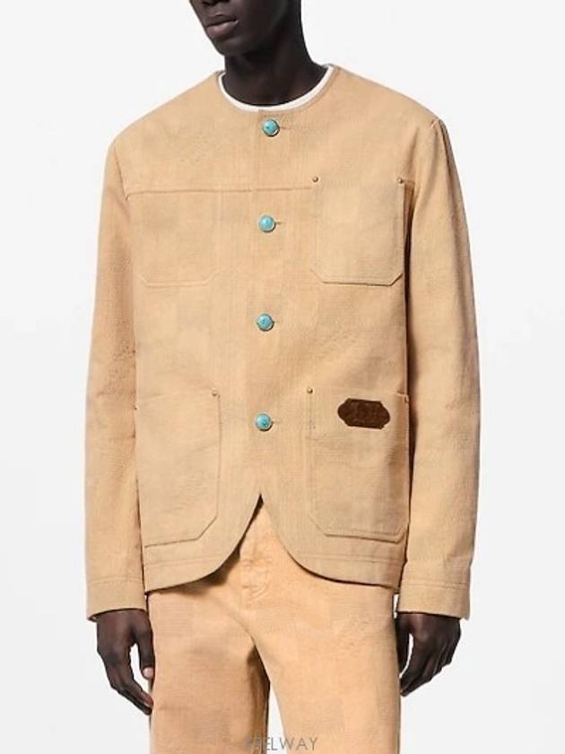 1AFXPD Damier collarless workwear cotton jacket - LOUIS VUITTON - BALAAN 1