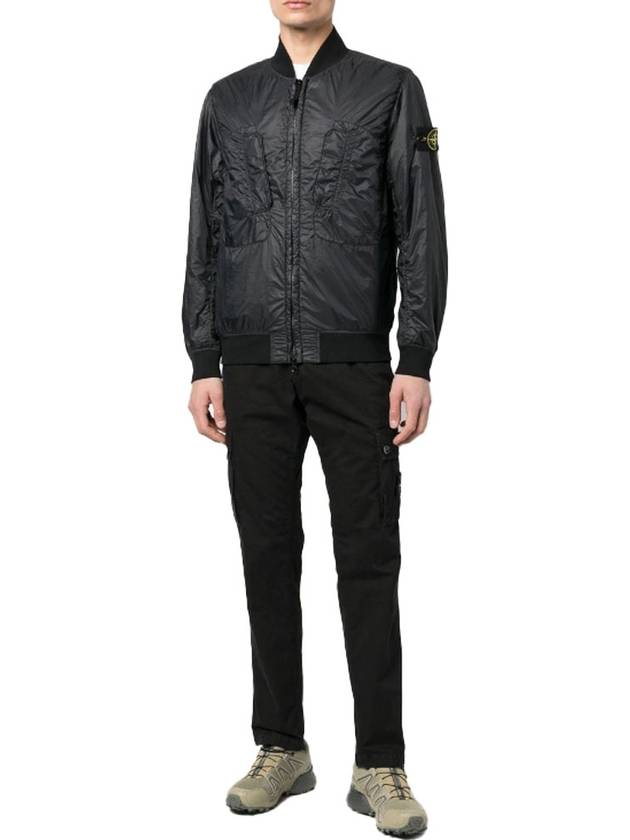 Logo Patch Bomber Jacket Black - STONE ISLAND - BALAAN 7