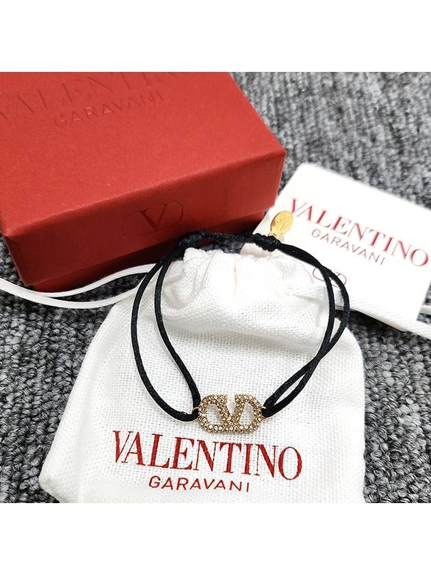 V Logo Garavani Bracelet Black - VALENTINO - BALAAN 3