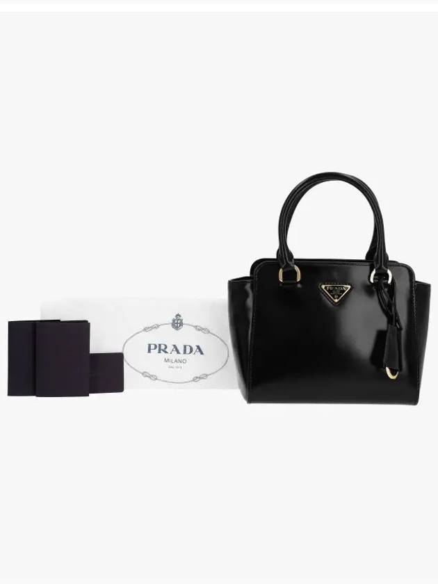 Triangle Logo Two-Way Mini Tote Bag Black - PRADA - BALAAN 4