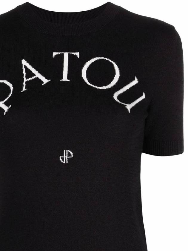 Logo Intarsia Short Sleeve Knit Top Black - PATOU - BALAAN 3