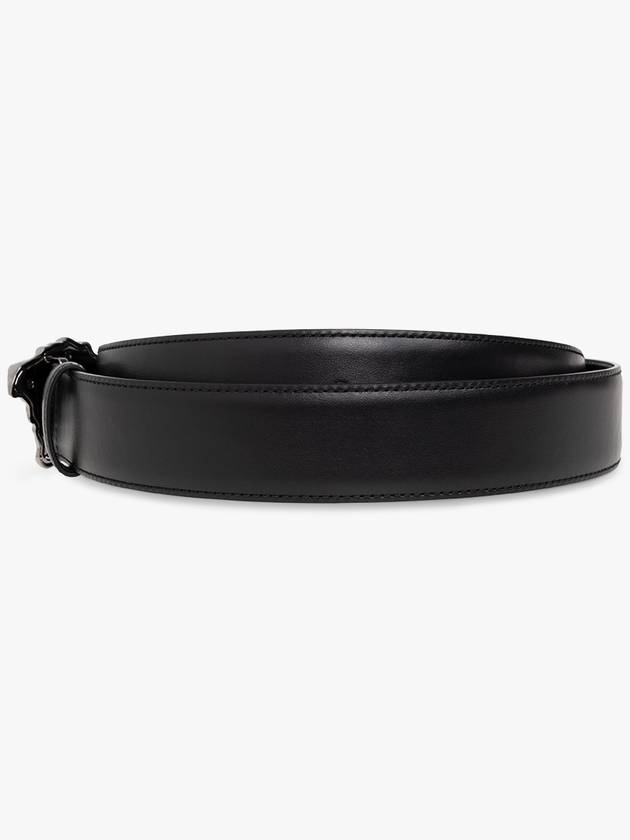 Medusa Buckle Leather Belt Black - VERSACE - BALAAN 4