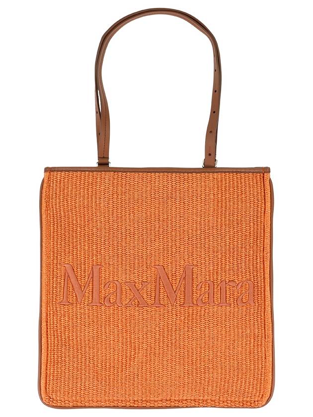 Embroidered Logo Raffia Tote Bag Salmon - MAX MARA - BALAAN 2