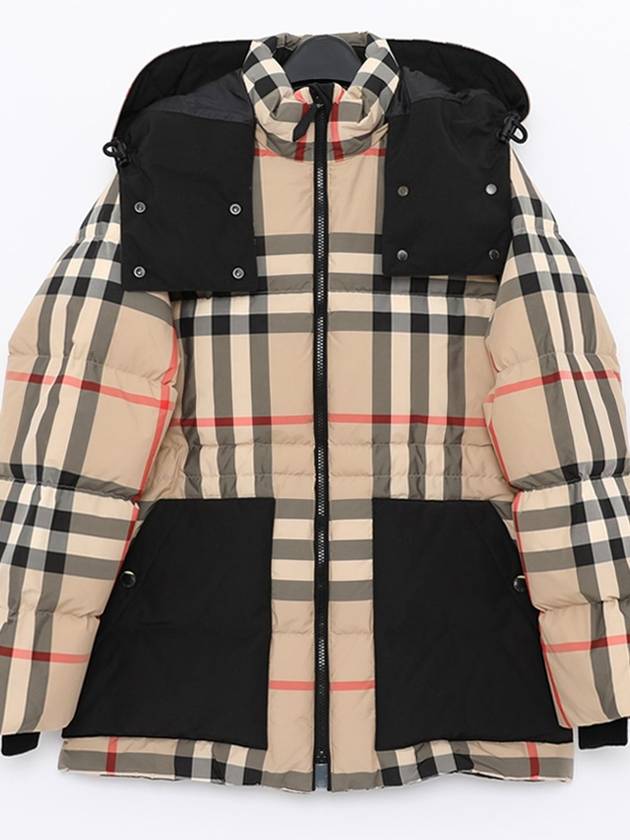 Women's Detachable Check Puffer Hoodie Padding Archive Beige - BURBERRY - BALAAN 4