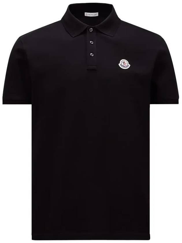 Logo Patch Short Sleeve Polo Shirt Black - MONCLER - BALAAN 2