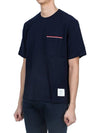 Cotton Oversized Pocket Short Sleeve T-Shirt Navy - THOM BROWNE - BALAAN 4