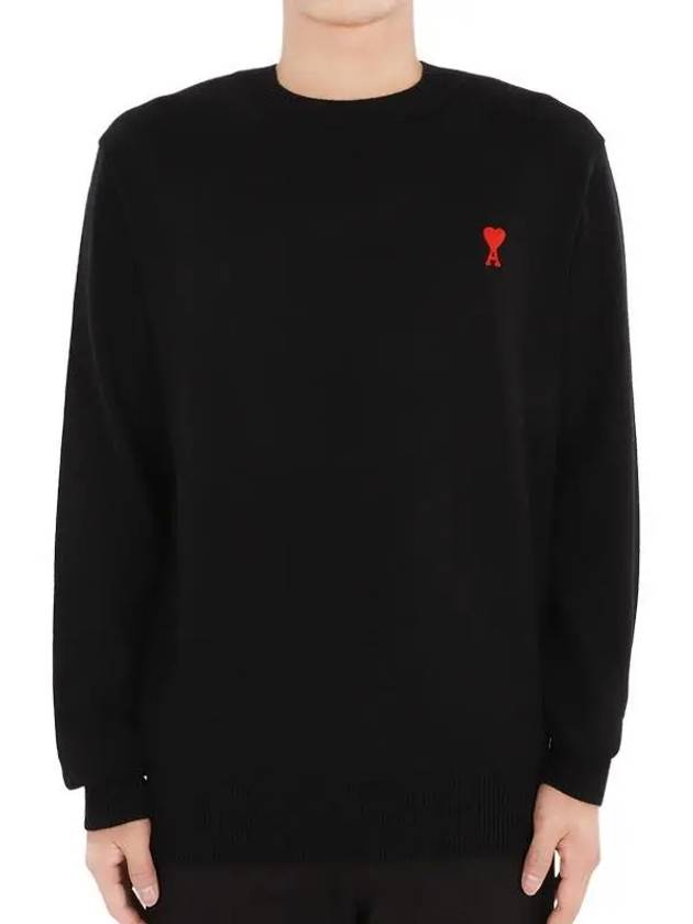 de Coeur Embroidery Crewneck Knit Top Black - AMI - BALAAN 3