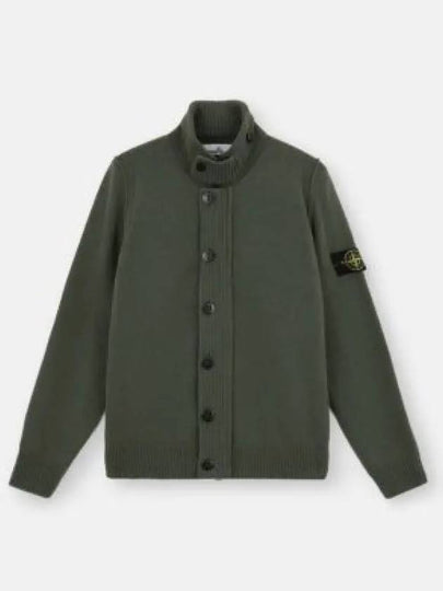 Wappen High Neck Button Up Wool Cardigan Green - STONE ISLAND - BALAAN 2