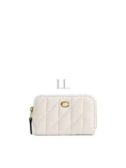 Logo Small Zip Around Card Wallet White - COACH - BALAAN 2