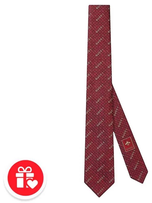 Silk Jacquard Tie Bordeaux - GUCCI - BALAAN 8