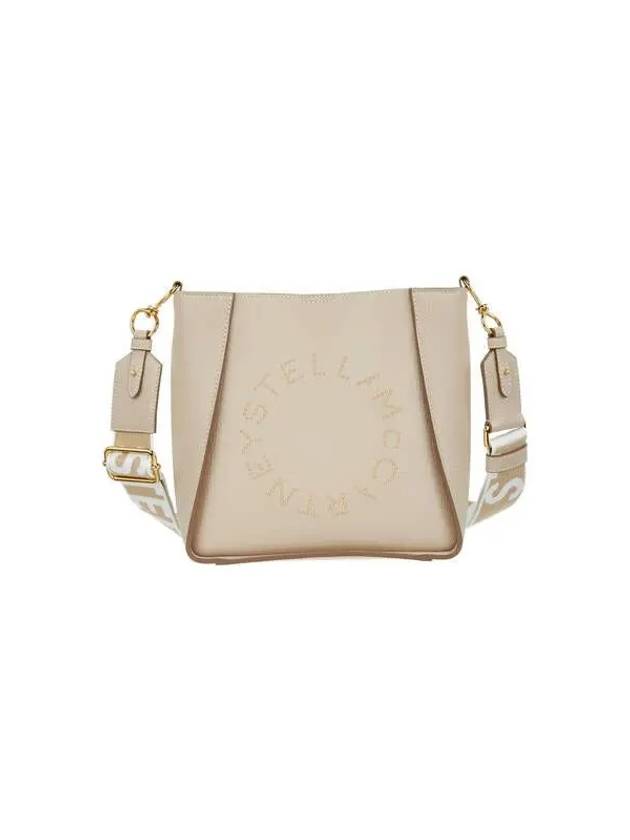 STELLA McCARTNEY LOGO Studded Shoulder Bag Cream - STELLA MCCARTNEY - BALAAN 1